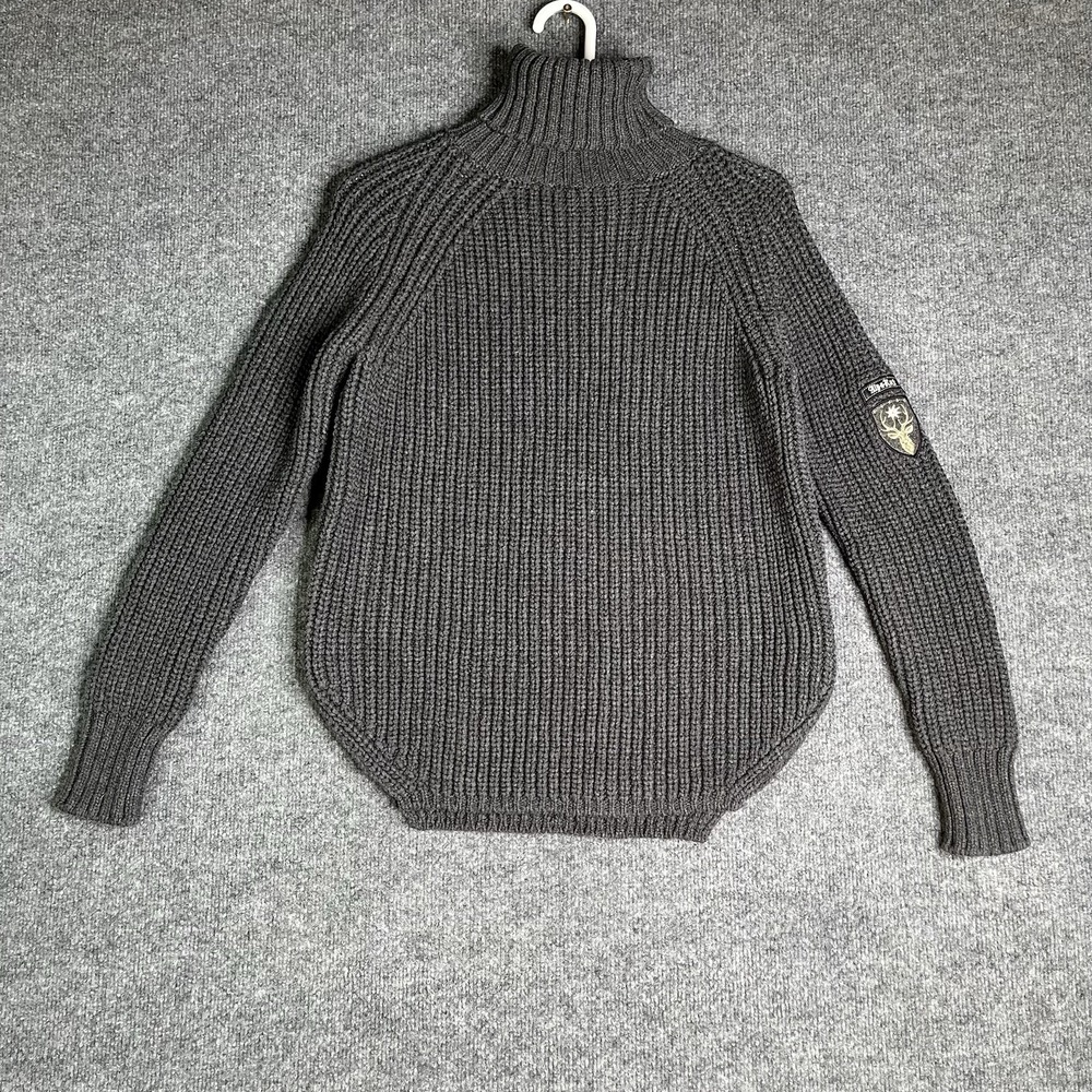 Alp N Rock Simone Sweater Women S Gray Heavy Chunky Knit Turtleneck Patch Logo